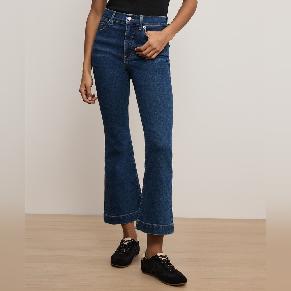 Veronica Beard Carson Ankle Flare High Rise *GUC* Med. Blue Stretch Denim 29